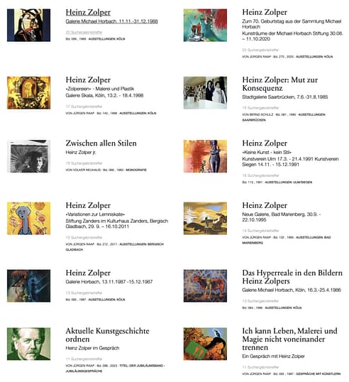 Zolper, Heinz. Auswahl der Beiträge in Kunstforum International