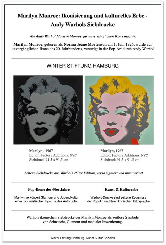 Marilyn-100. Warhol-Silkscreens. Plakat, Winter-Stiftung-Hamburg