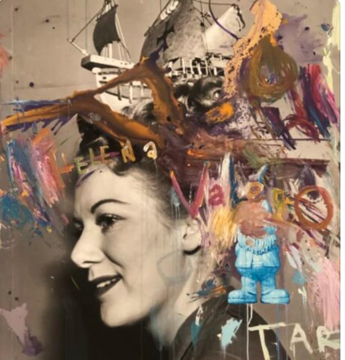 Müller, Anne, Portrait, Gemäldecollage von Martin Müller